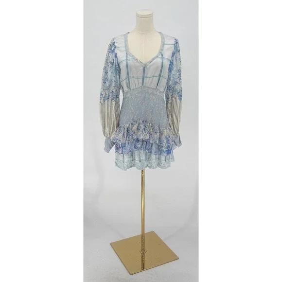 NWT LoveShackFancy Sienne Ocean Spray Mist Silk Mini Dress Size 4 $495